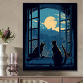 Painting by numbers: Cat in the nocturnal idyll